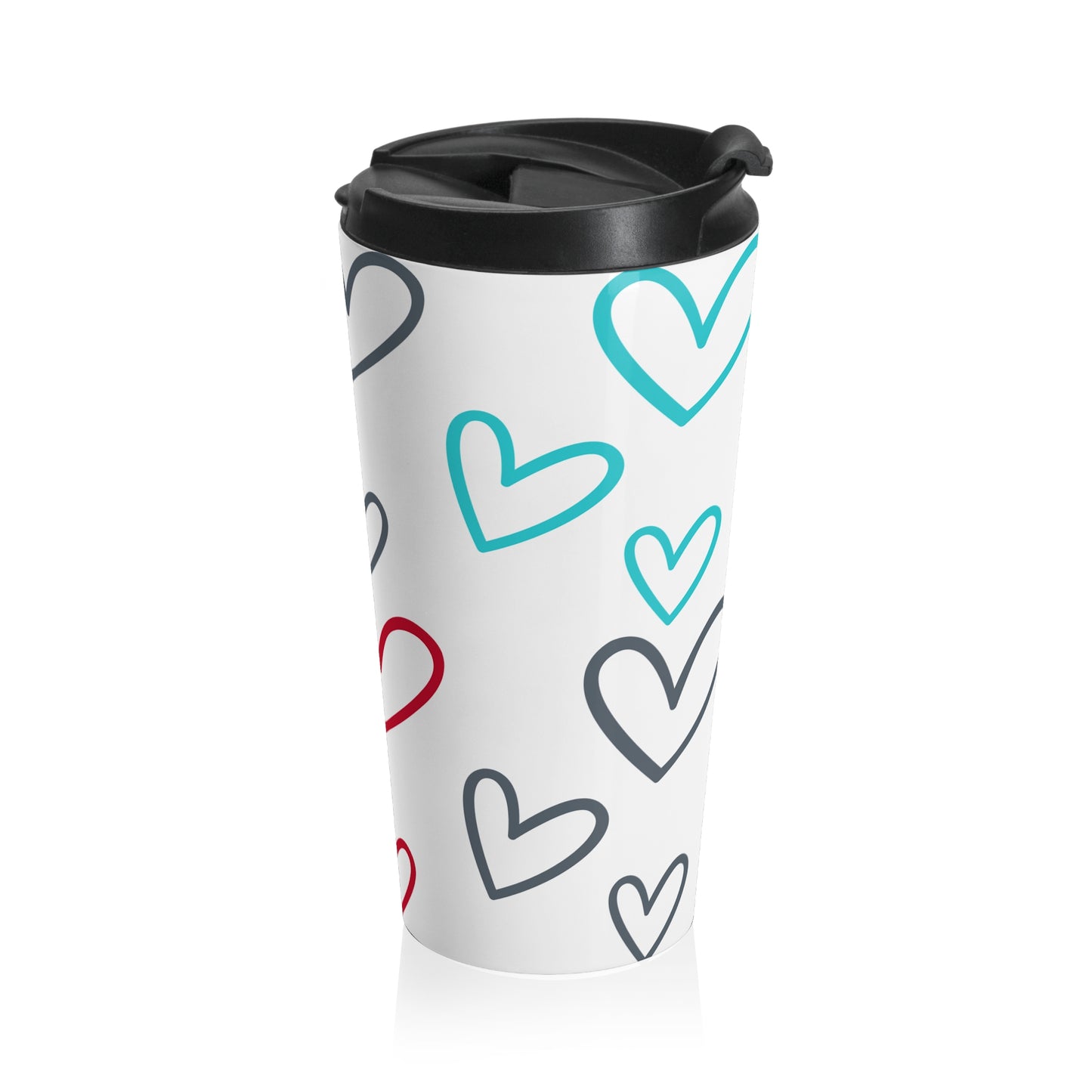 Colorful Heart Design Stainless Steel Travel Mug - Perfect for Love and Friendship Gifts